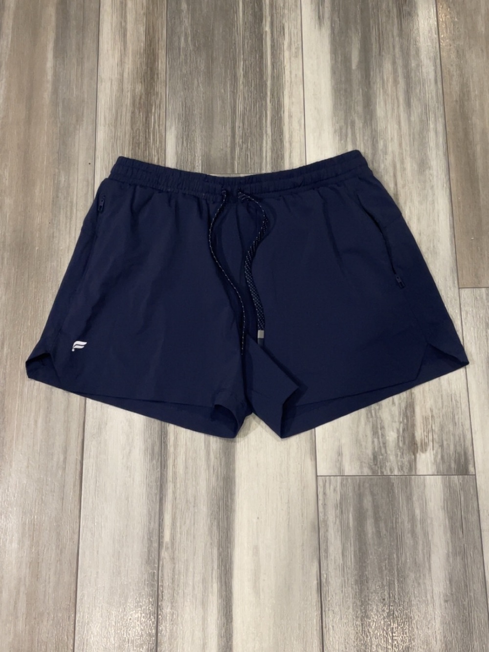 Fabletics Women’s Navy Blue Athletic Running Shorts Size Medium Zip Pocket